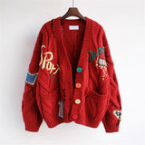 Autumn/Winter 2025 Embroidered Knitted Cardigan Women's New Design Sense Of Lazy Windy Women's Sweater Coat