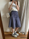 Unique Tight Waist Wood Ear Design Lattice Half Skirt Women Summer New Knee Thin And Long Skirt