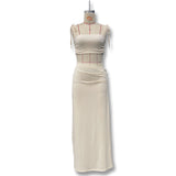 New Lace-Word Shoulder Slings Body Open Fork Dress Sexy Splicing Hollow Perspective Dress