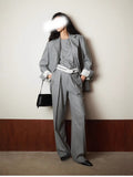 2025 Spring And Summer New Two Sets Of Urban Yaxing Straight Trousers Suit Short-Sleeved Set TR Fine Commuting