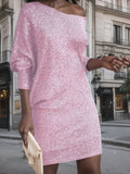 New Women's Fashion Slanted Shoulder Long Sleeve Skirt Dress Dress Dress Dress Dress Dress Dress