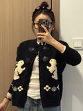 Sweet Cute Rabbit Round-Neck Sweater Girl Spring And Autumn New Lazy Wind Loose Horn Buckle Buckle Shirt Top Winter