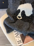 Gray Heavy-Bry Lightened Panda Tiring Vest Women's Autumn Soft-Gried Wool Knitted Vest Stacked With High-End Horse Clip