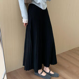 High-Rise Thin Cashmeat Plus Thick 100-Folded Skirts In The Autumn Of 2025 New Korean Version Of The Casual Lady Umbrella Skirt