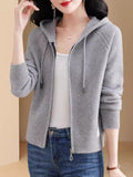 2025 New Knitted Women's Spring And Autumn Hooded Hoodie Jacket Jersey T-Shirt T-Shirt Jersey