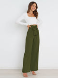 Fashion New Women's Trousers Casual Broad Leg Trousers With Belt Temperament Commuter Pants