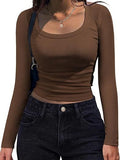 2025 New Thread Pit Strips Long-Sleeved Square T-Shirt Women's T-Shirt