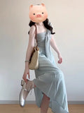 Blue Seaside Vacation Bra-Clothed Dress Women's Summer 2026 New Cold And Light-Haidden Special Temperament Dress
