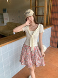 Fashion Simple Fake Two Tied Big Necking Short-Sleeved T-Shirt Girls Summer New Chic Design Pure Desire Top