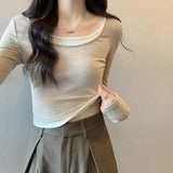 Wear A Small Shirt T-Shirt Girl In Autumn And Winter To Fight Irregular U Collar Long Sleeve Collar Collar Collar Collar Collar Collar Collar Collar Collar Collar Collar Collar Collar Collar Collar Collar Collar Collar