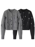 French Small Scented Sweater Coat Woman 2025 New Autumn And Winter Heavy Queued Lyre Tuded Feathers Knitted Open Shirt