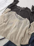 Tiansi Knitted Sun Cardigan Women Thin Breathable Long Sleeves Outside Air Conditioning Shirt Summer
