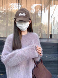 Milk Call To Reduce The Age Of Pink Marinade Velvet Soft Glutinous Sweater Women's Autumn And Winter Lazy Wind High Sense Knitted Shirt Inside The Top