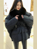 Thick Cotton Clothes Women's Long Sleeves Removable Woolen Tie With Pocket Coat Women's Cotton Suit 2026