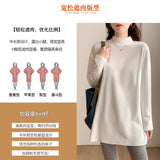 De-Velvet Half-High Collar Bottomed Bottom Shirt Women In Autumn And Winter With Long-Sleeved T-Shirt Cation Thicken And Worn White Top