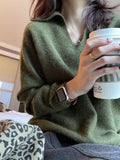 Lazy Wind Soft Glutinous Green Sweater Women Autumn And Winter Collar Slack Feeling Inside The Bottom Shirt Thin Bottom Knitting Top