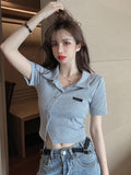 Small Fragrant POLO Shirt Women's Summer Short-Sleeved T-Shirt Ins Tide Design Feel Chic Irregular Short Top