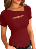 2025 New Products, Irregularly Repairing Short-Sleeved T-Shirt Top Women Women's Clothing