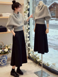 Lazy Feeling Irregularly Collared Gray Knitted Jersey Woman 2025 Winter Unique Beautiful Light Temperament Thicken Sweater