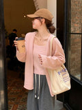 Blue Long-Sleeved Soft-Sleeved Knitted Cardigan Women's Autumn 2025 New Korean Loose Lazy Sweater Coat Top