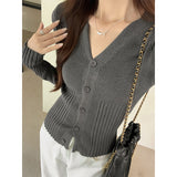 French Temperament Slim V-Neck Long Sleeves Of Women In The Early Autumn Slim Waist Knitted Open-Shirt Bottom Sweater