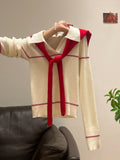 New Year's Red Shawl White V-Neck Knitted Shirt Long-Sleeved Bottom Shirt With New Winter Repair Body Dress Women's Clothing