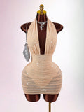 New Solid-Color INS Body-Repair Netting Screen Sexy Hanging Neck-Cutter Ass Skirt Dress Dress Woman