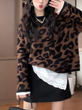 High-End Lazy Breeze Hooded Leopard Sweater Women's New Autumn 2025 Loose Soft Knitted Sweater