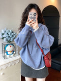 Korean Vintage Shell Embroidered With Hooded Sweater Female Autumn And Winter New Lazy Relaxed Slim Thin Top