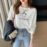 Pure Cotton Morning And Autumn White Long-Sleeved T-Shirt 2025 New Design Sense Loose Spring And Autumn Bottom Shirt Women Put On Clothes