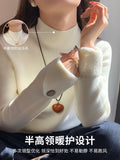 Grey Half-High Collar Plus Thick Bottom Shirt Women Take 2025 Autumn And Winter New Sweater High-End Knitting Top