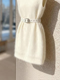 Dress Small Man Temperament To Attend Important Occasions Folded White Knitted High-Neck Vest Dress Winter