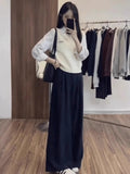 Fake Two Stripes Spliced Knitted Long-Sleeved Shirt Women's Spring And Autumn New Leisure College Style Stacking Cloth