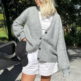 Dili Simple Holiday Button Solid Color Long-Sleeved Sweater Wool Knitted Women's Clothing 2025 Autumn And Winter