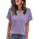2025 Summer New Explosion Solid Color Collar Pit Casual Short-Sleeved T-Shirt Girl