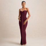 2025 Women's Autumn New Breast-Wearing Dress Solid-Colored Folds And Ribbon Dress