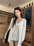 Unique Design Embroidered Round Collar Front Shoulder Long Sleeves Outside The Shirt Women's Early Autumn New Micropermeable Temperament Thin Top