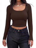 2025 New Explosion Thread Pit Strip Repair Short Long-Sleeved Square T-Shirt Girl