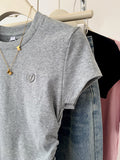Shoulder Waist Short-Sleeved T-Shirt Women 2025 Summer New Folding Slimming Small Sweet Spicy Top