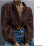 Dili 2025 Spring And Summer Casual Loose Fashion Hollow Bubble Sleeves Top Women's Clothing