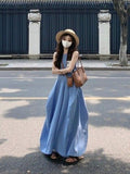 Seaside Holiday Wind Blue Sleeveless Vest Dress Women Summer 2026 Spring Popular Wearing New Long Skirt