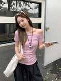 Pure Desire Collar Folded Short-Sleeved T-Shirt 2026 Summer New Slimming Waist Design Top