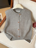 French White Folded Vest Open Shirt Sweater Women Early Autumn Slim Loose Knitted Vest Knitted Vest On The Shoulder