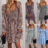 Dili Bai Casual Long-Sleeved Printed Long Skirt Dress 2026 Spring And Summer New Temperament Commute