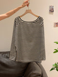 Pure Desire A Word Shoulder Gray Angle Shoulder Long-Sleeved T-Shirts For Women's Autumn Loose Bottom Shirt Languid Chic Beauty Top