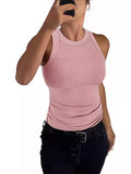 2025 Summer Women's Ribs Small Vest Round Collar Body Type Women's Vest