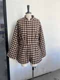 Autumn And Winter Temperament Fashion Maillard Wind Thousands Of Birds Collar Zipper Shorts Set 2025