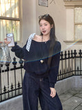Autumn And Winter Wear Wave Point Tie With Slanted Shoulder-On Bow Outside Wearing Long-Sleeved Shawl Loose Bottom Of The Cloth Woman