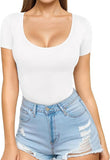 2025 Sexy Women's Low Round Collar Short-Sleeved T-Shirt T-Shirt