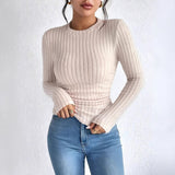 Autumn/Winter 2025 New Autumn Women's Casual Long Sleeve Round T-Shirt